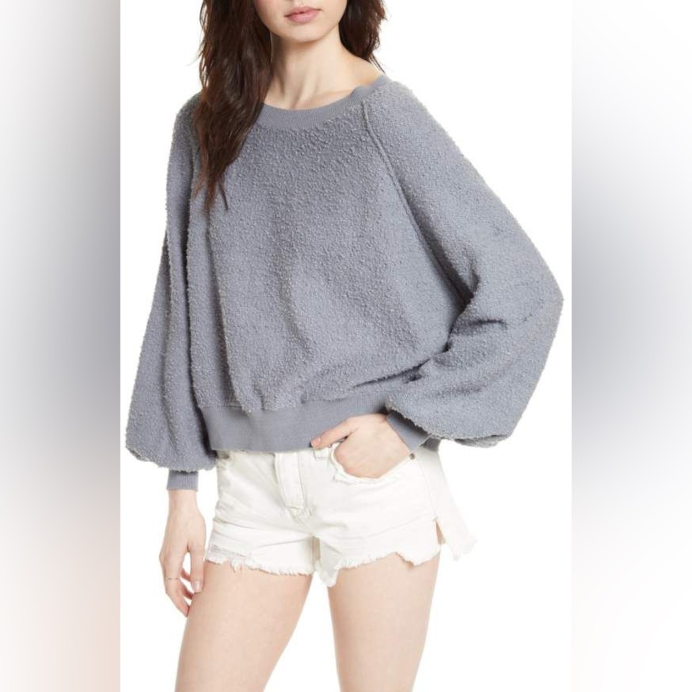 Free People Found My Friend Popcorn Sweater Grey XS S M L